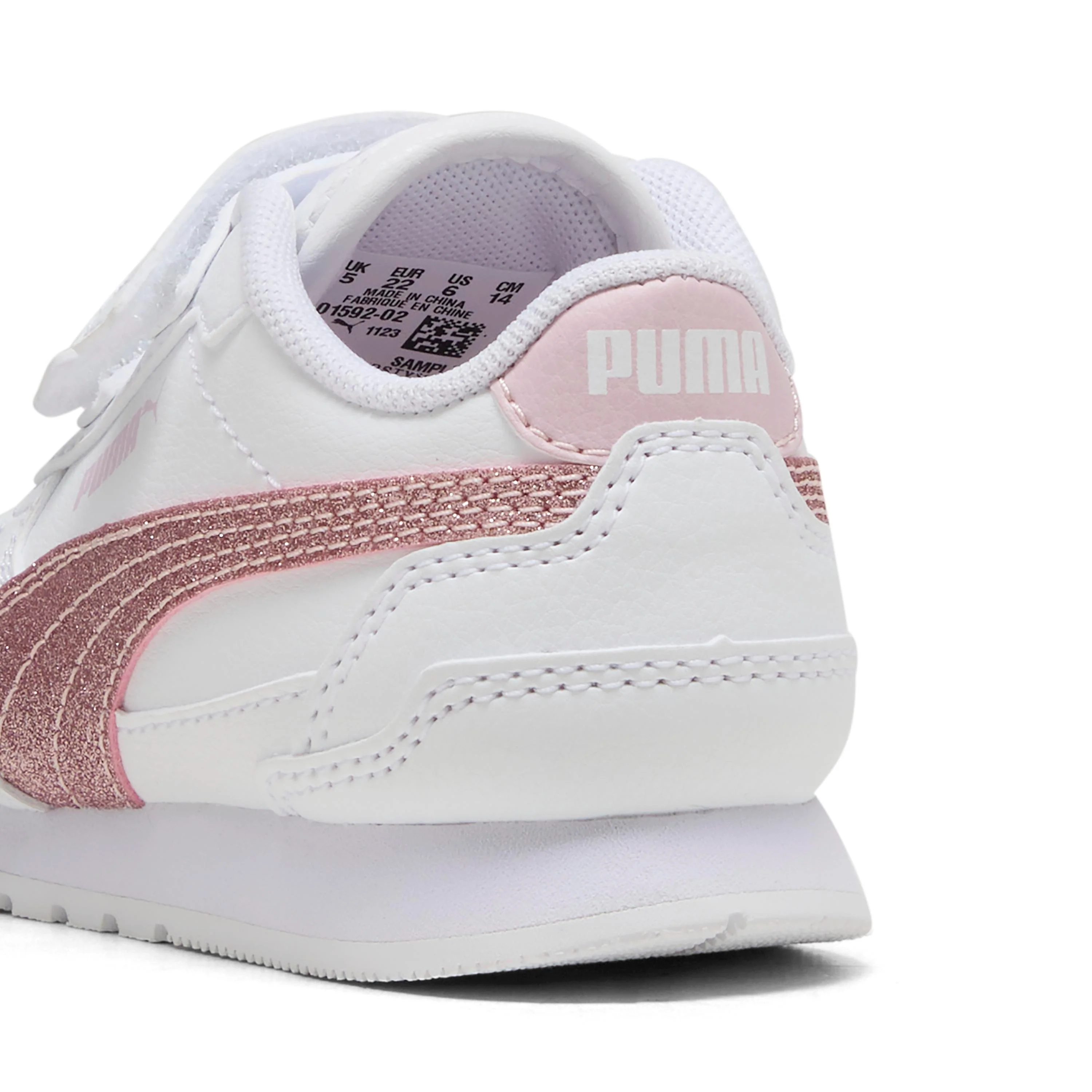 Sneakers bianche da primi passi Bambina con dettagli rosa glitter Puma - Image 6