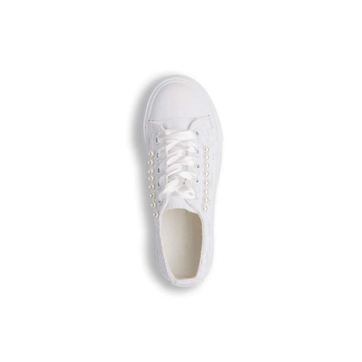 Sneakers bianche da Ragazza basse con ricamo e perle Dieci Baci - Image 4