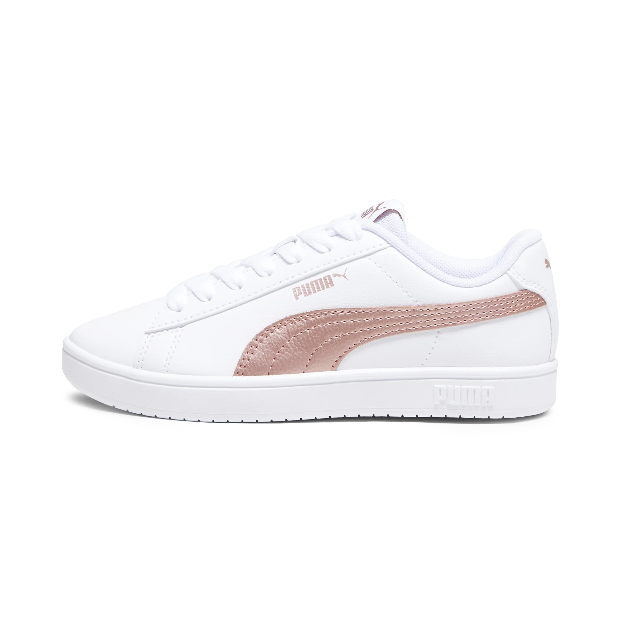 Sneakers bianche da ragazza con decorazioni oro rosa Puma Rickie Classic Jr - Image 3