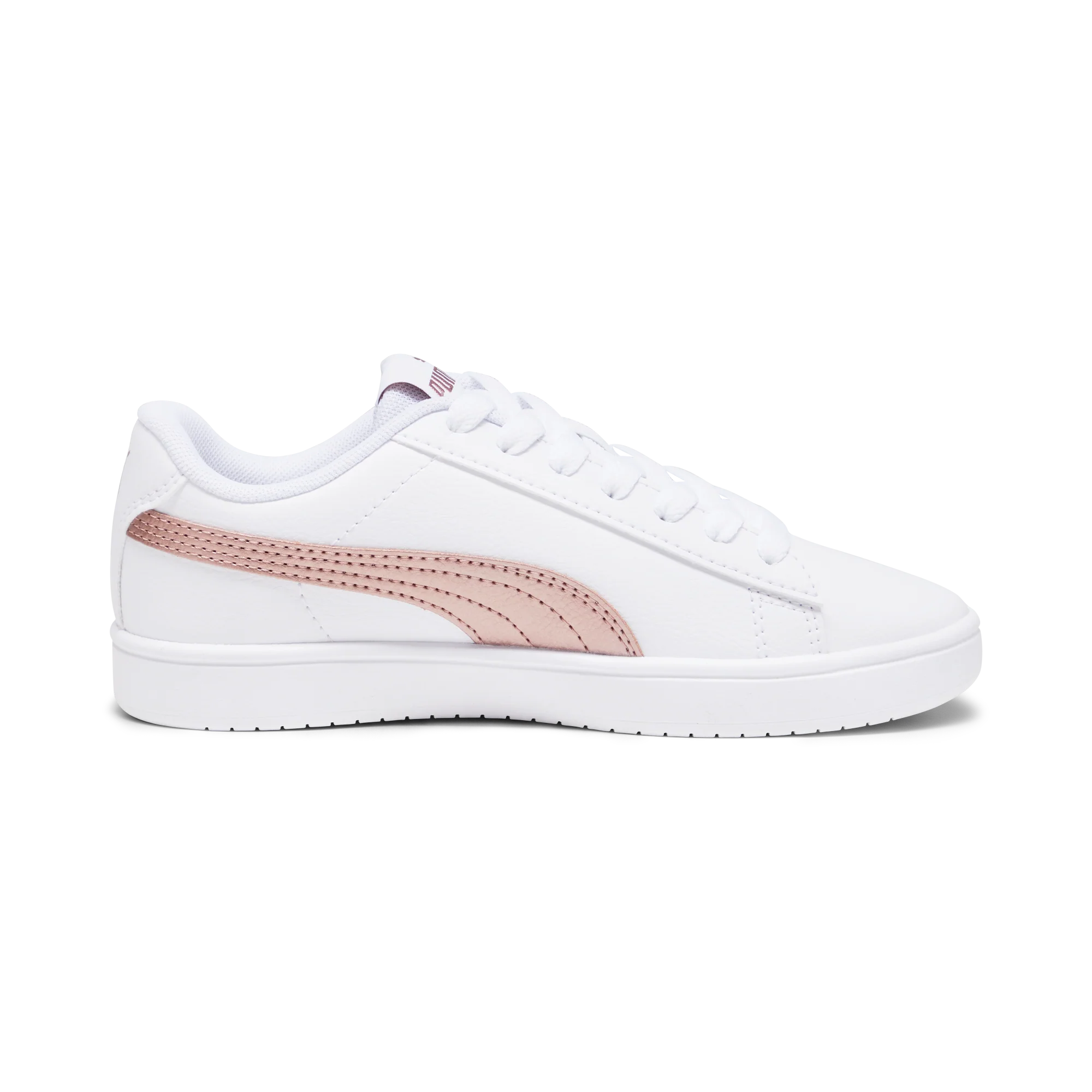 Sneakers bianche da ragazza con decorazioni oro rosa Puma Rickie Classic Jr - Image 5