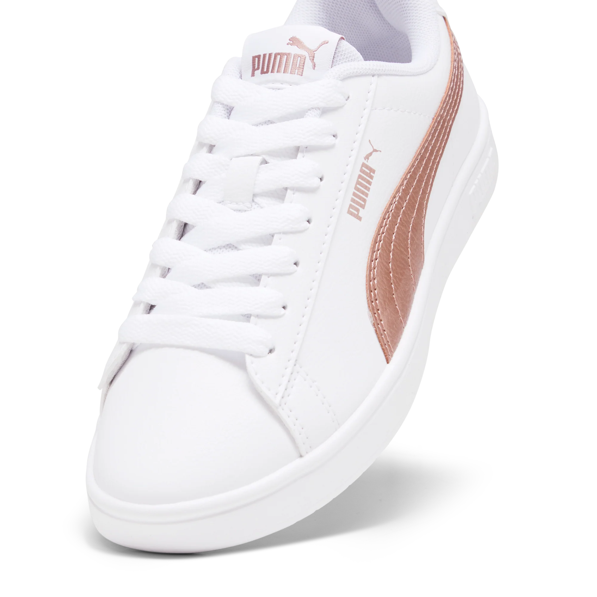 Sneakers bianche da ragazza con decorazioni oro rosa Puma Rickie Classic Jr - Image 6
