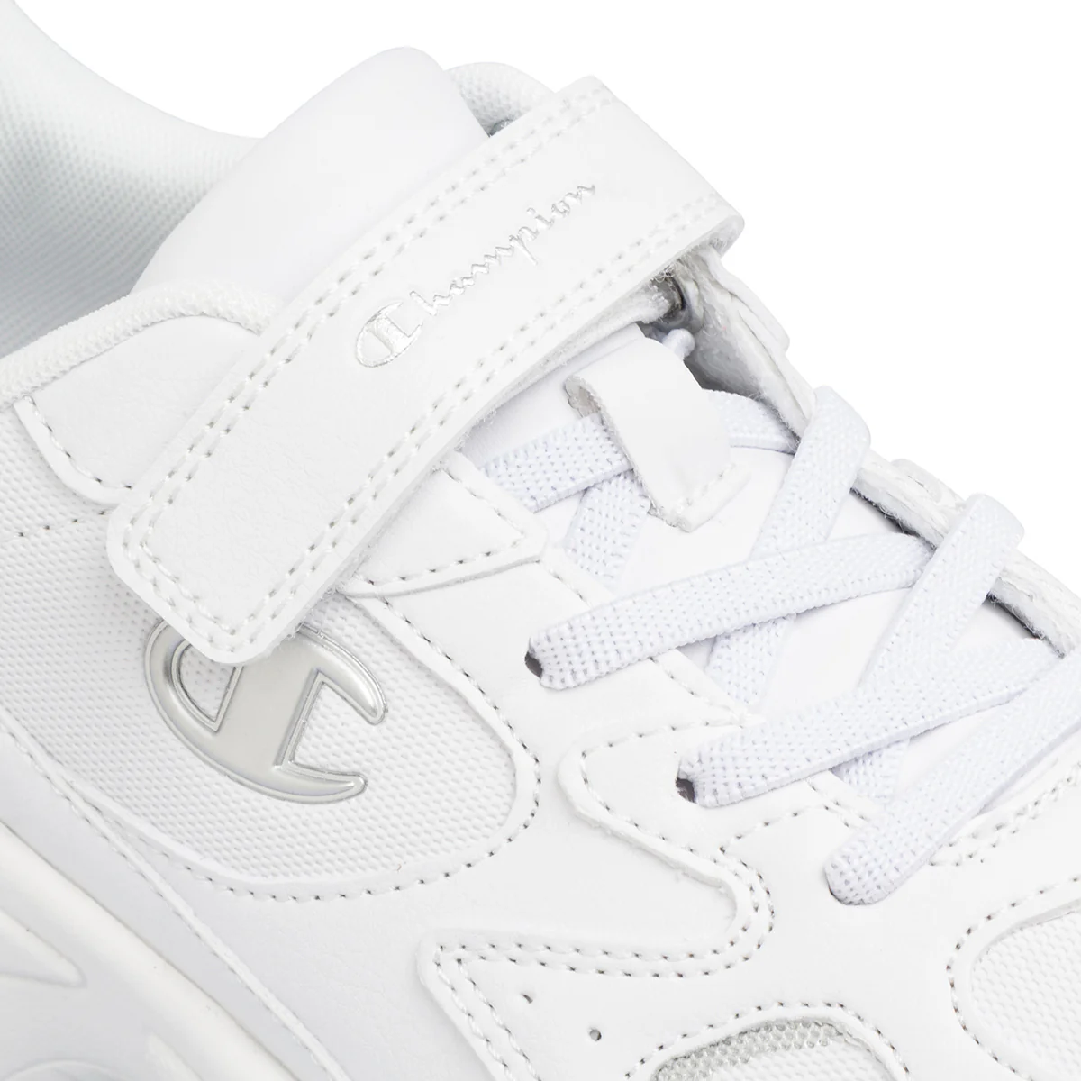 Sneakers bianche da ragazza con dettagli argento e logo Champion Countess G - Image 5