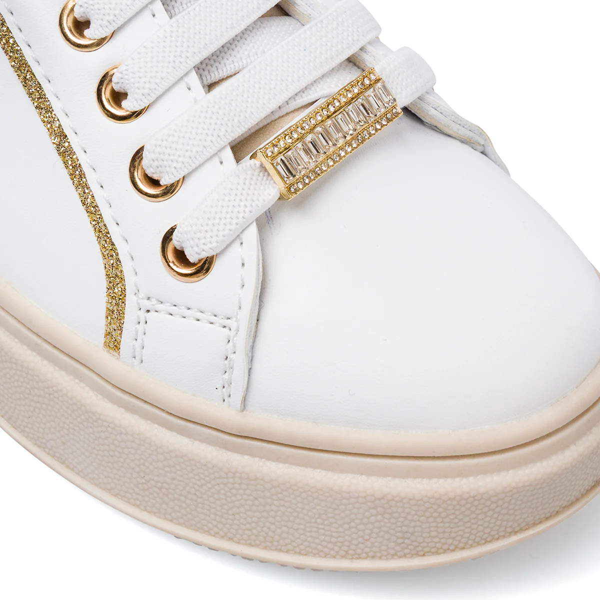 Sneakers bianche da Ragazza con dettagli oro Dieci Baci - Image 4