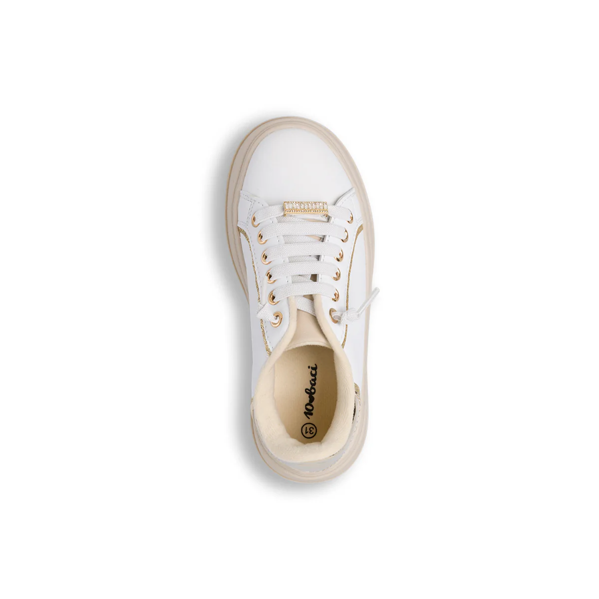 Sneakers bianche da Ragazza con dettagli oro Dieci Baci - Image 5