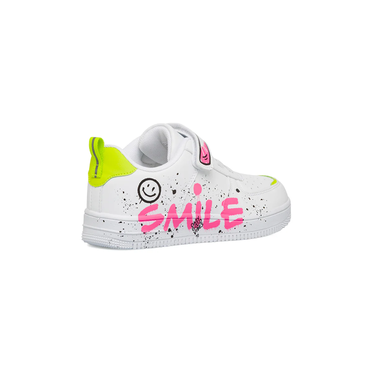 Sneakers bianche da ragazza con dettagli rosa e gialli 10 Baci - Image 3