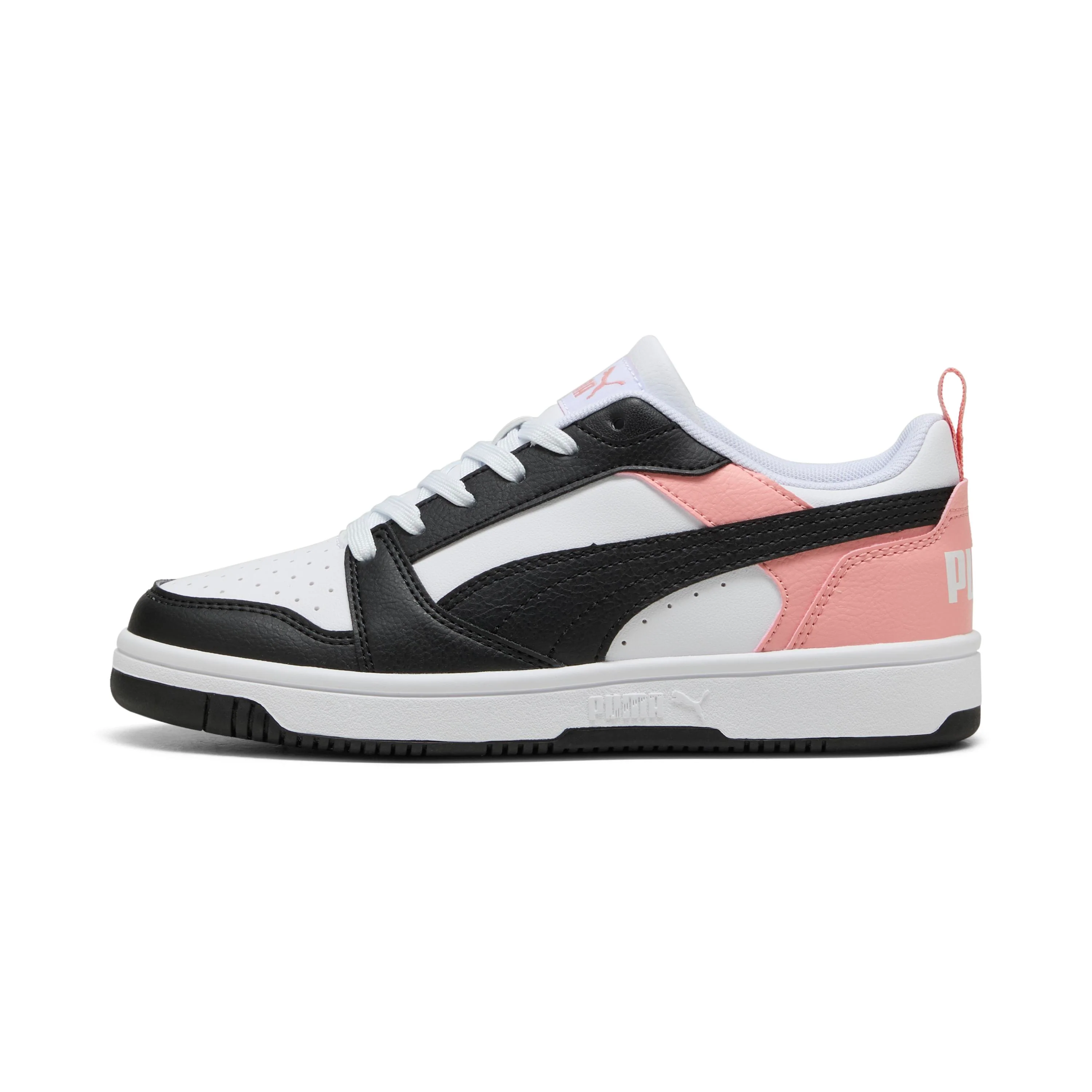 Sneakers bianche da ragazza con dettagli rosa Puma Rebound V6 Low - Image 2