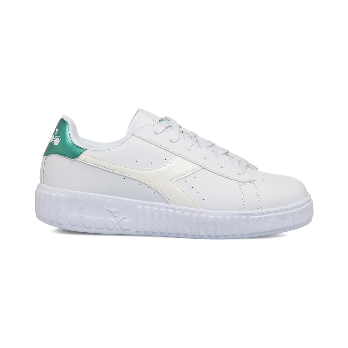 Sneakers bianche da ragazza con dettaglio turchese Diadora Game Step GS