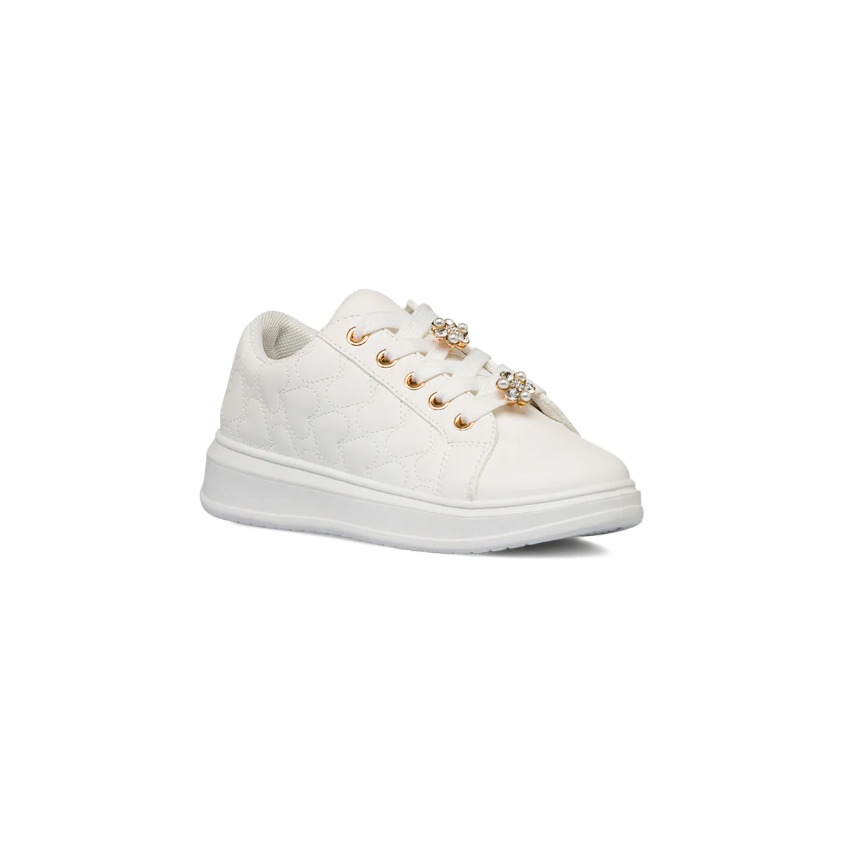 Sneakers bianche da ragazza con fiori in metallo Dieci Baci - Image 2