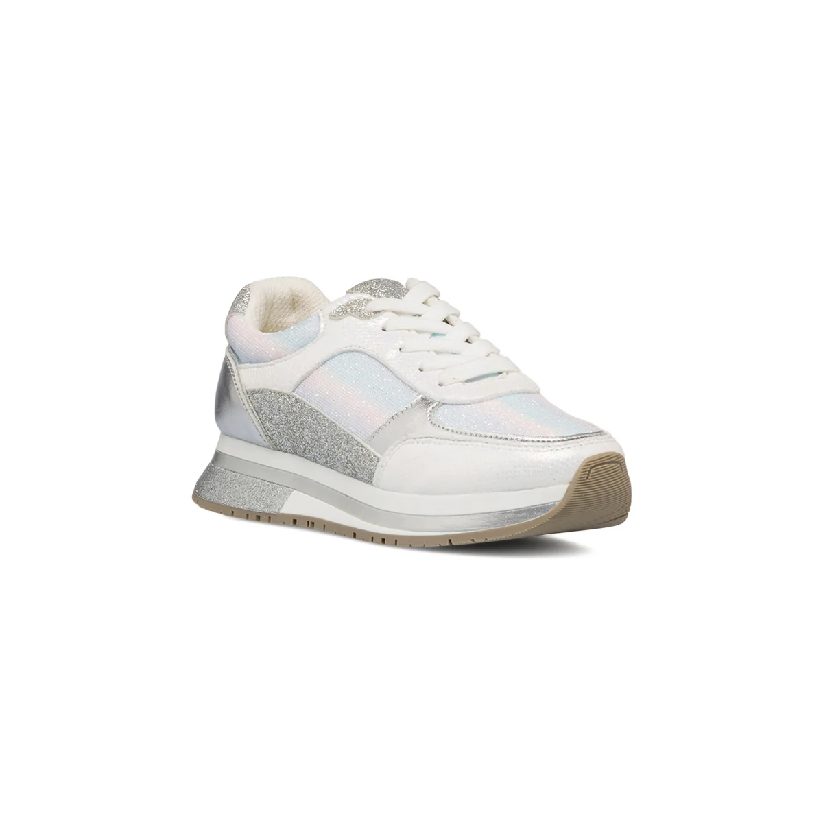 Sneakers bianche da ragazza con glitter argento Swish Jeans - Image 2