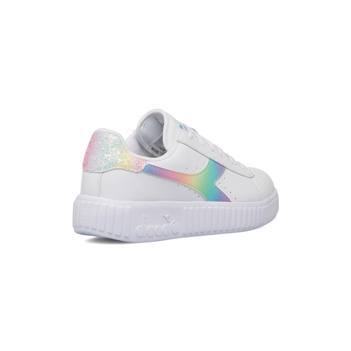 Sneakers bianche da ragazza con logo arcobaleno Diadora Game Step Bloom GS - Image 3