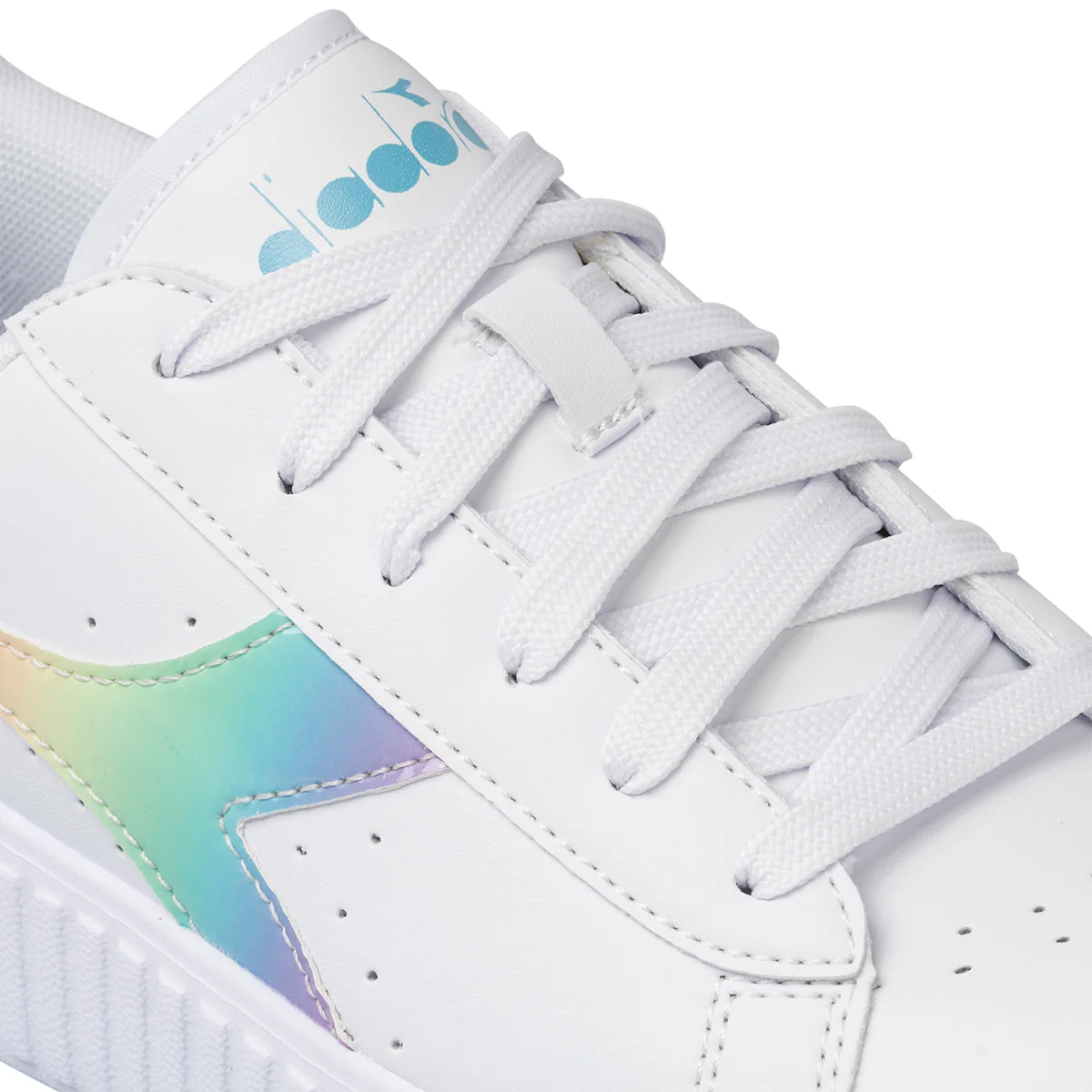 Sneakers bianche da ragazza con logo arcobaleno Diadora Game Step Bloom GS - Image 6