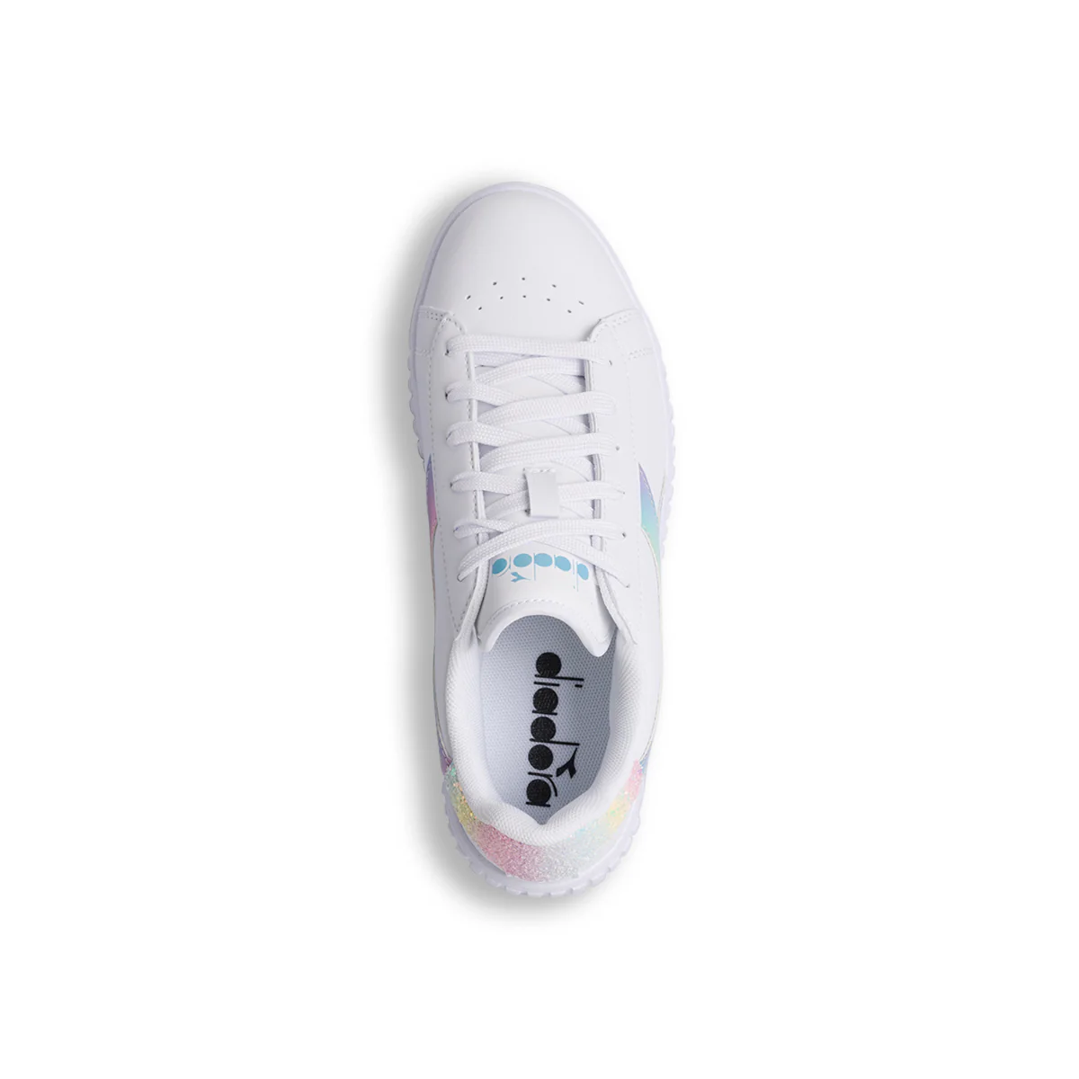 Sneakers bianche da ragazza con logo arcobaleno Diadora Game Step Bloom GS - Image 8