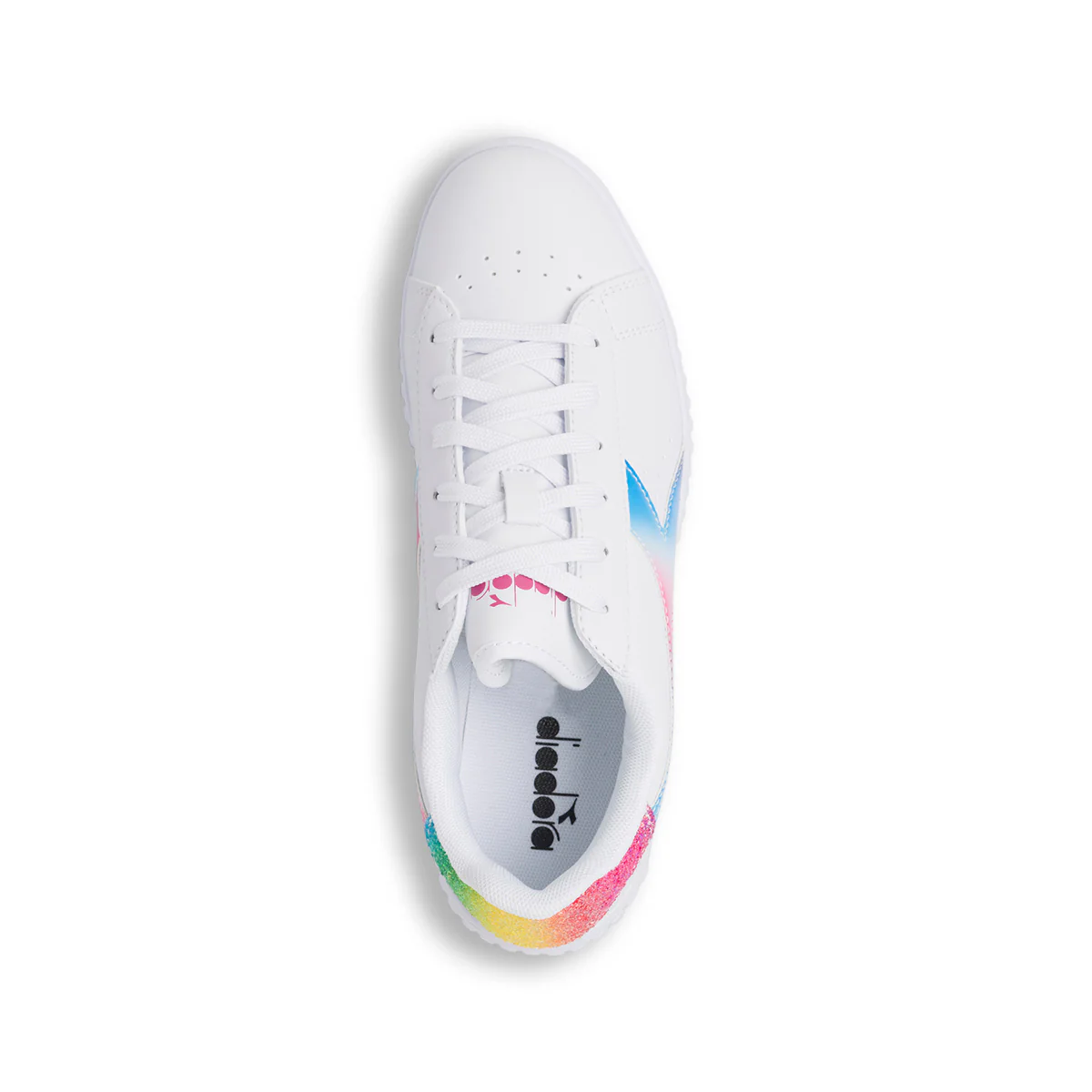 Sneakers bianche da ragazza con logo arcobaleno Diadora Game Step Bloom GS - Image 6