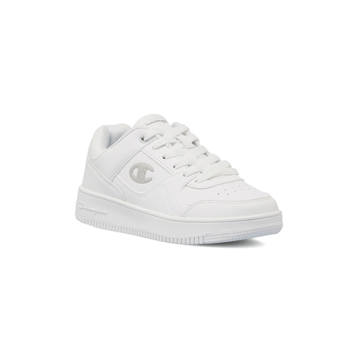 Sneakers bianche da ragazza con logo glitterato Champion Rebound Low G GS - Image 3