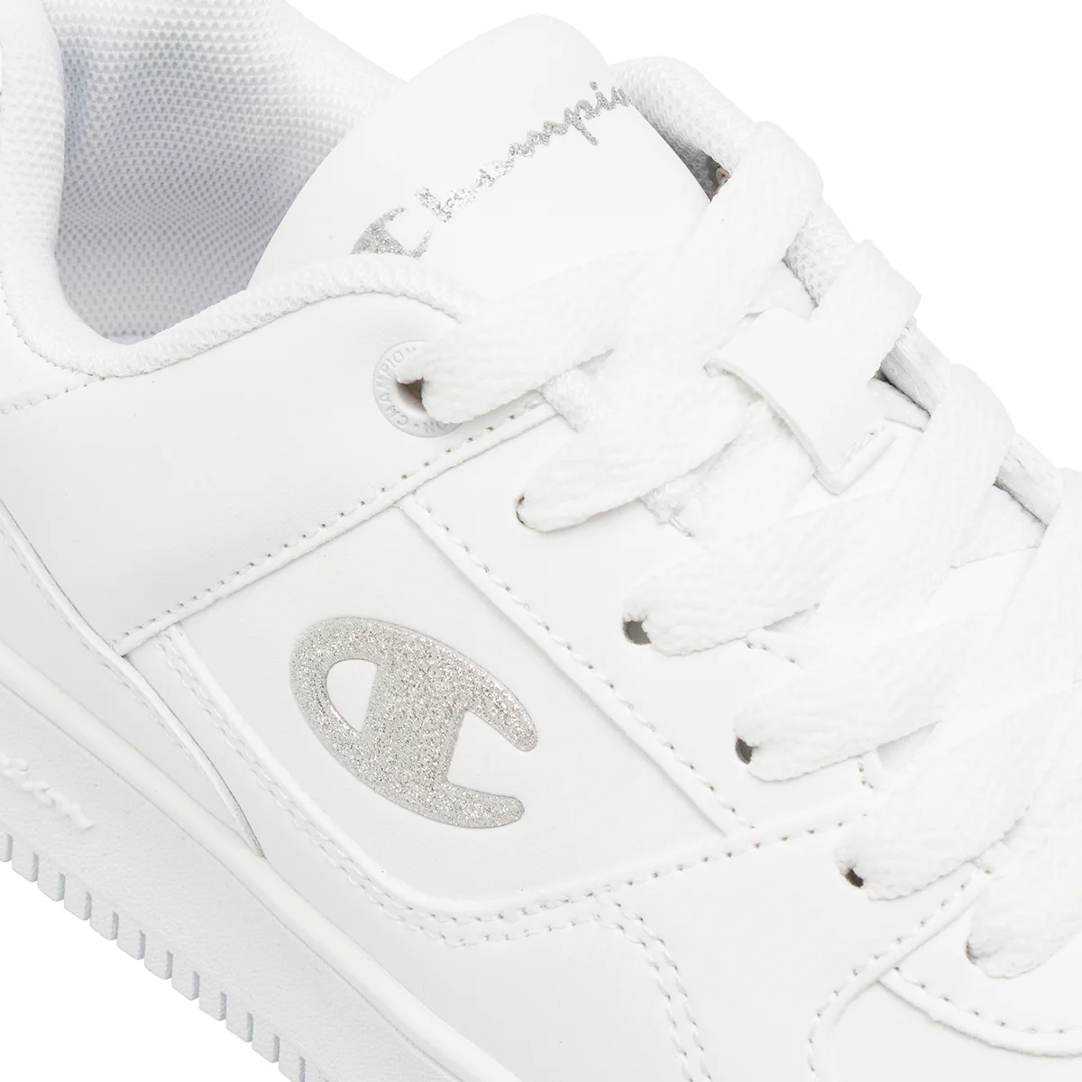 Sneakers bianche da ragazza con logo glitterato Champion Rebound Low G GS - Image 5