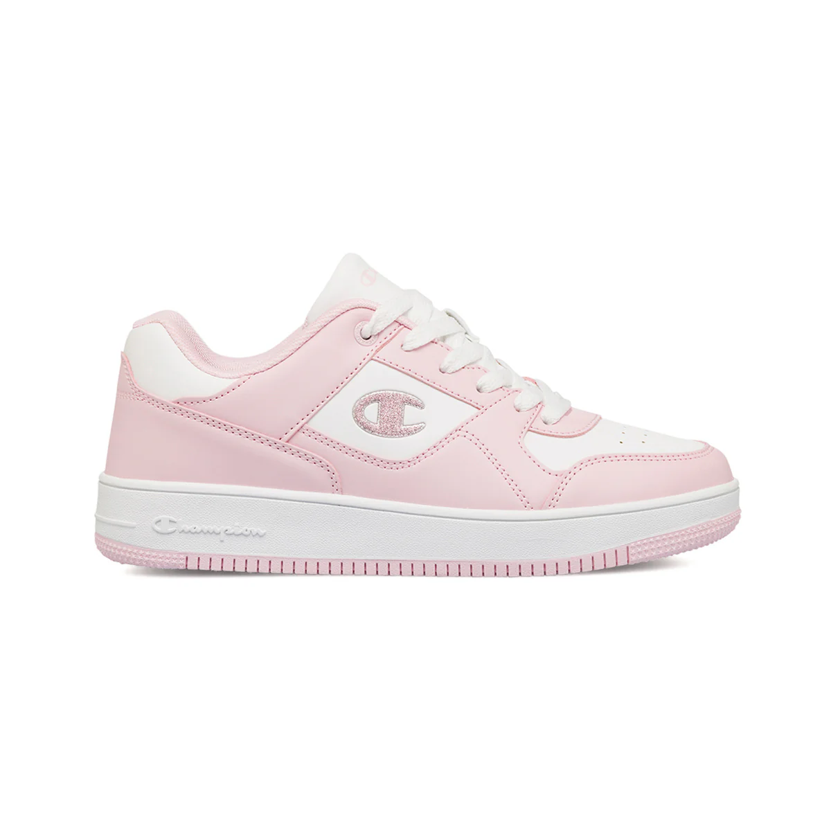 Sneakers bianche da ragazza con logo glitterato Champion Rebound Low G GS