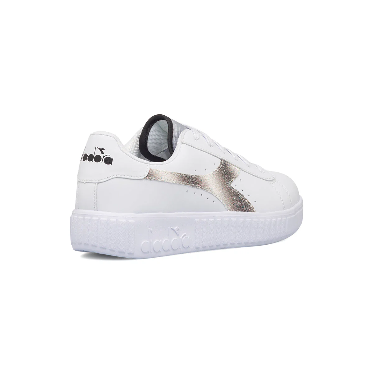 Sneakers bianche da ragazza con logo glitterato Diadora Game Step Glow Gs - Image 3