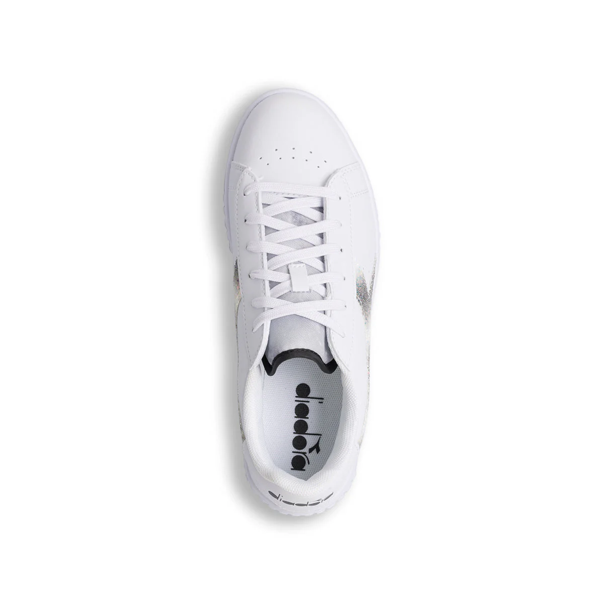 Sneakers bianche da ragazza con logo glitterato Diadora Game Step Glow Gs - Image 5