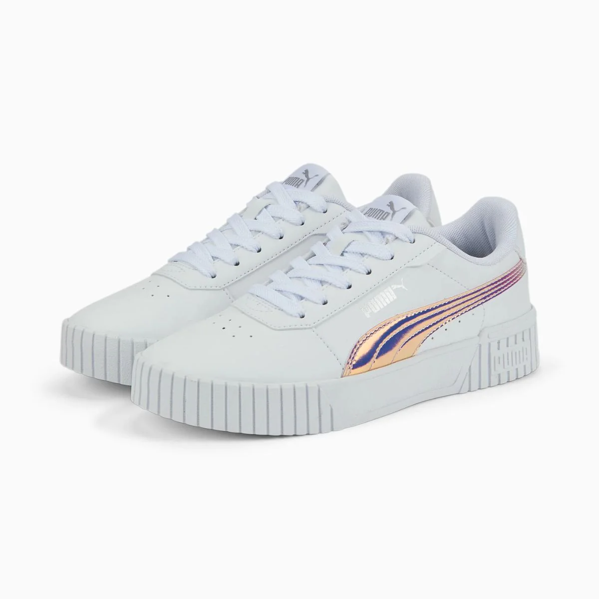 Sneakers bianche da ragazza con logo olografico Puma Carina 2.0 Holo - Image 2