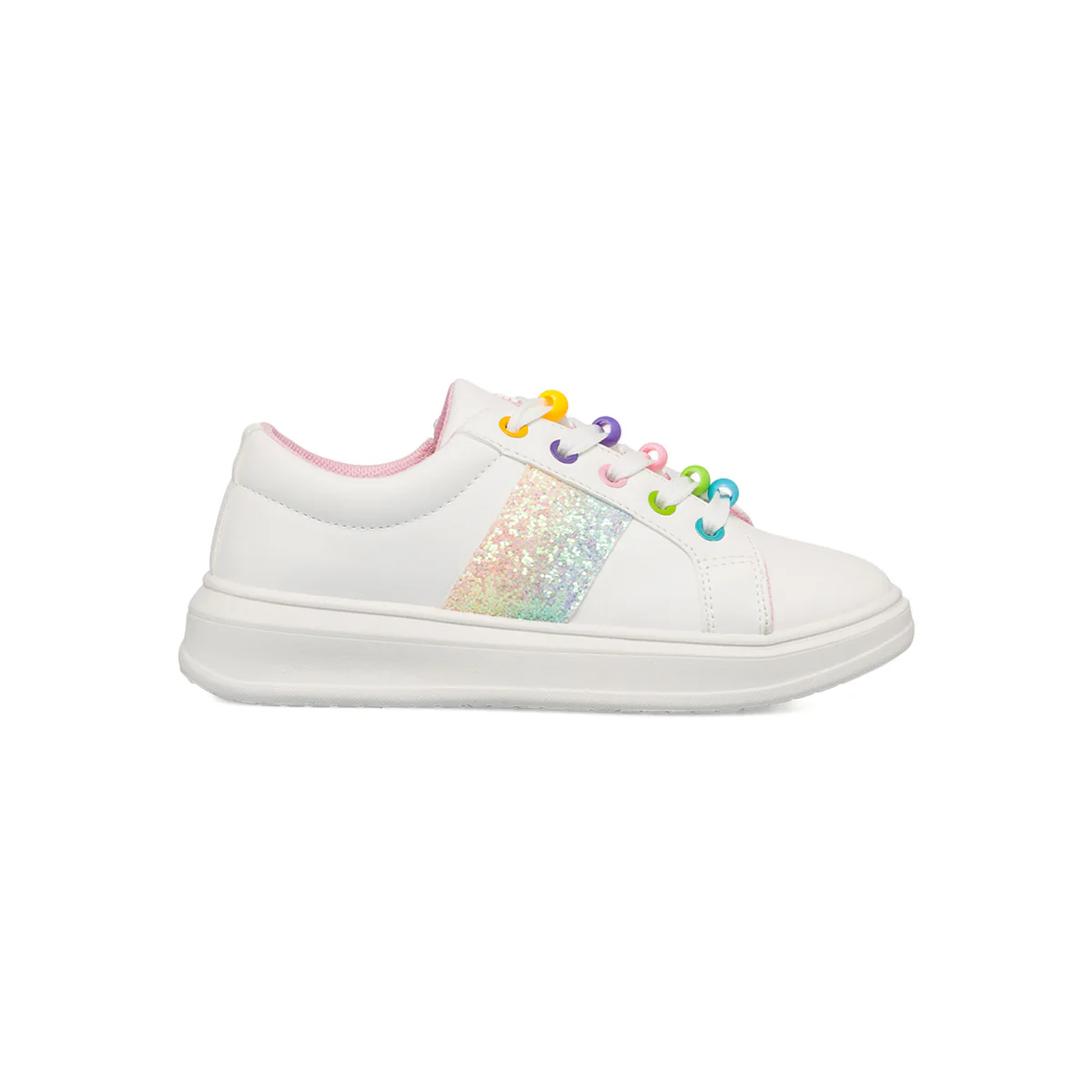 Sneakers bianche da ragazza con paillettes sul lato 10 Baci