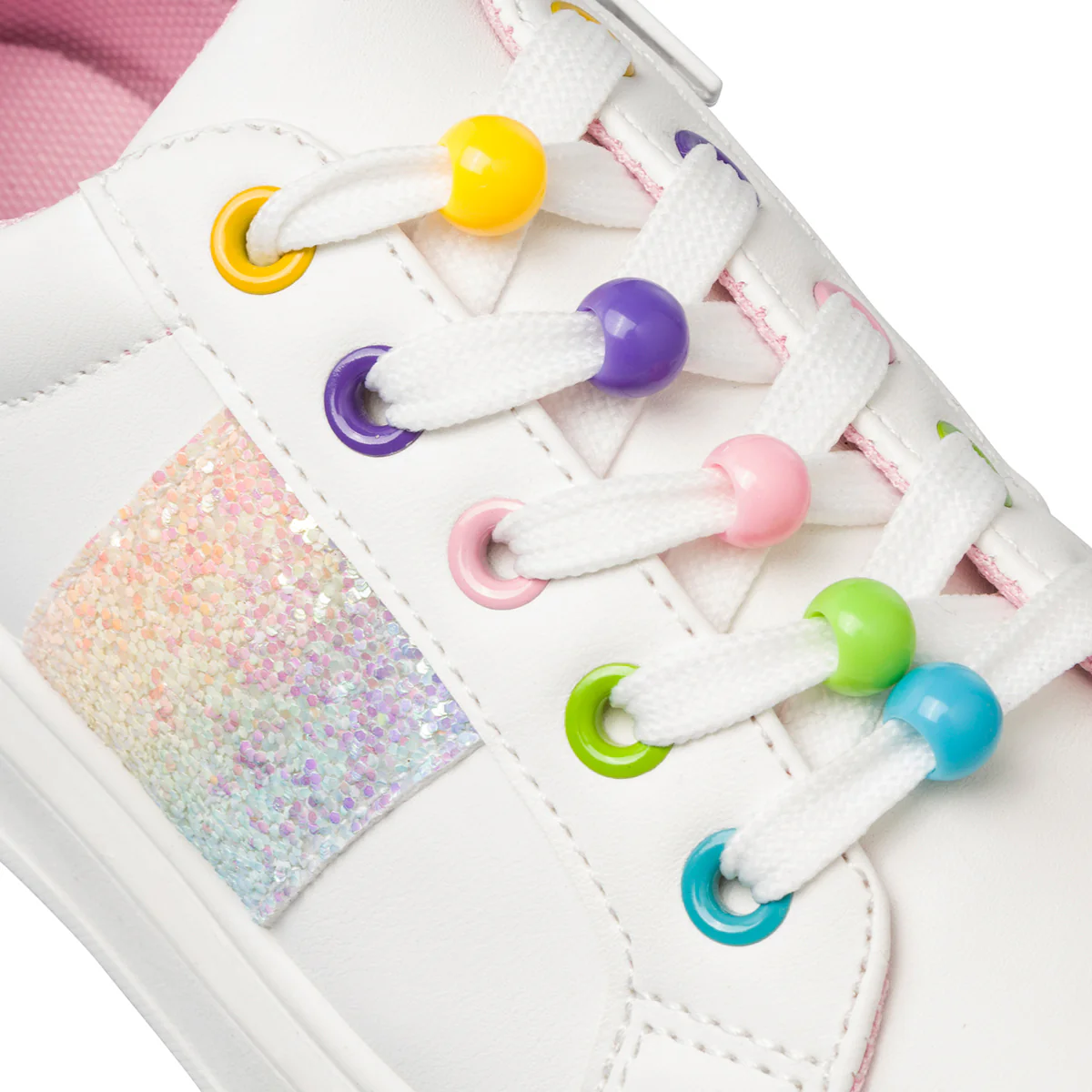 Sneakers bianche da ragazza con paillettes sul lato 10 Baci - Image 7