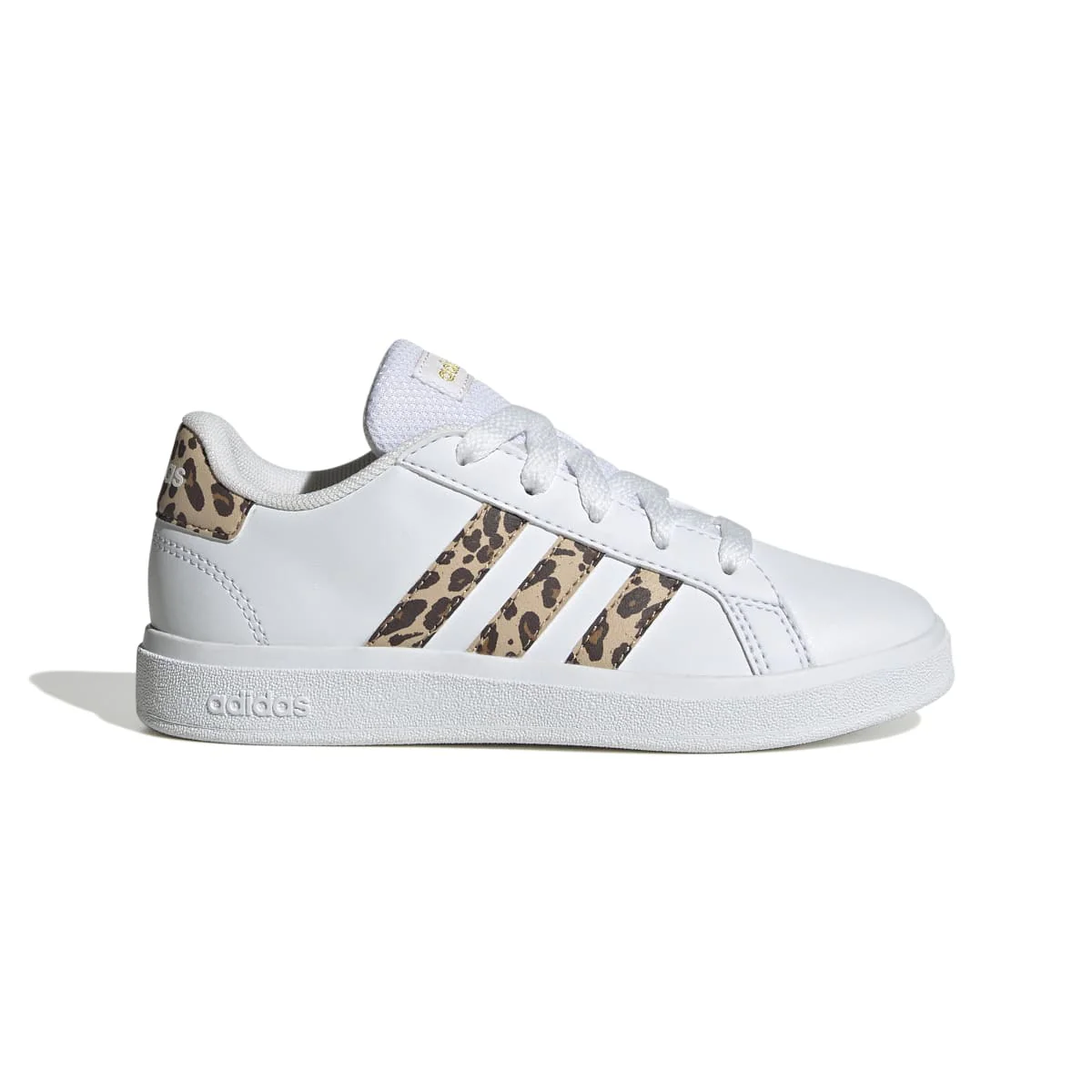 Sneakers bianche da ragazza con strisce animalier adidas Grand Court 2.0 K