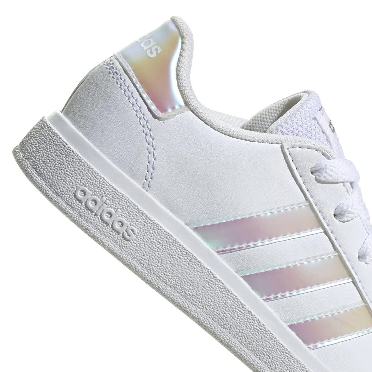 Sneakers bianche da ragazza con strisce iridescenti adidas Grand Court 2.0 K - Image 8