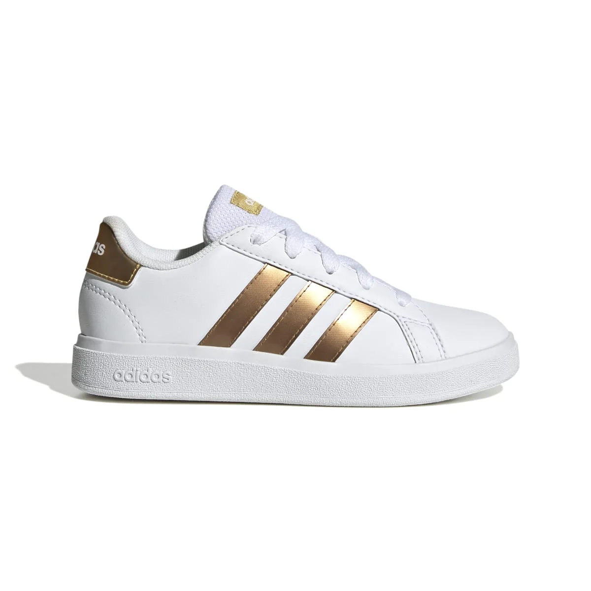 Sneakers bianche da ragazza con strisce oro adidas Grand Court 2.0 K - Image 3