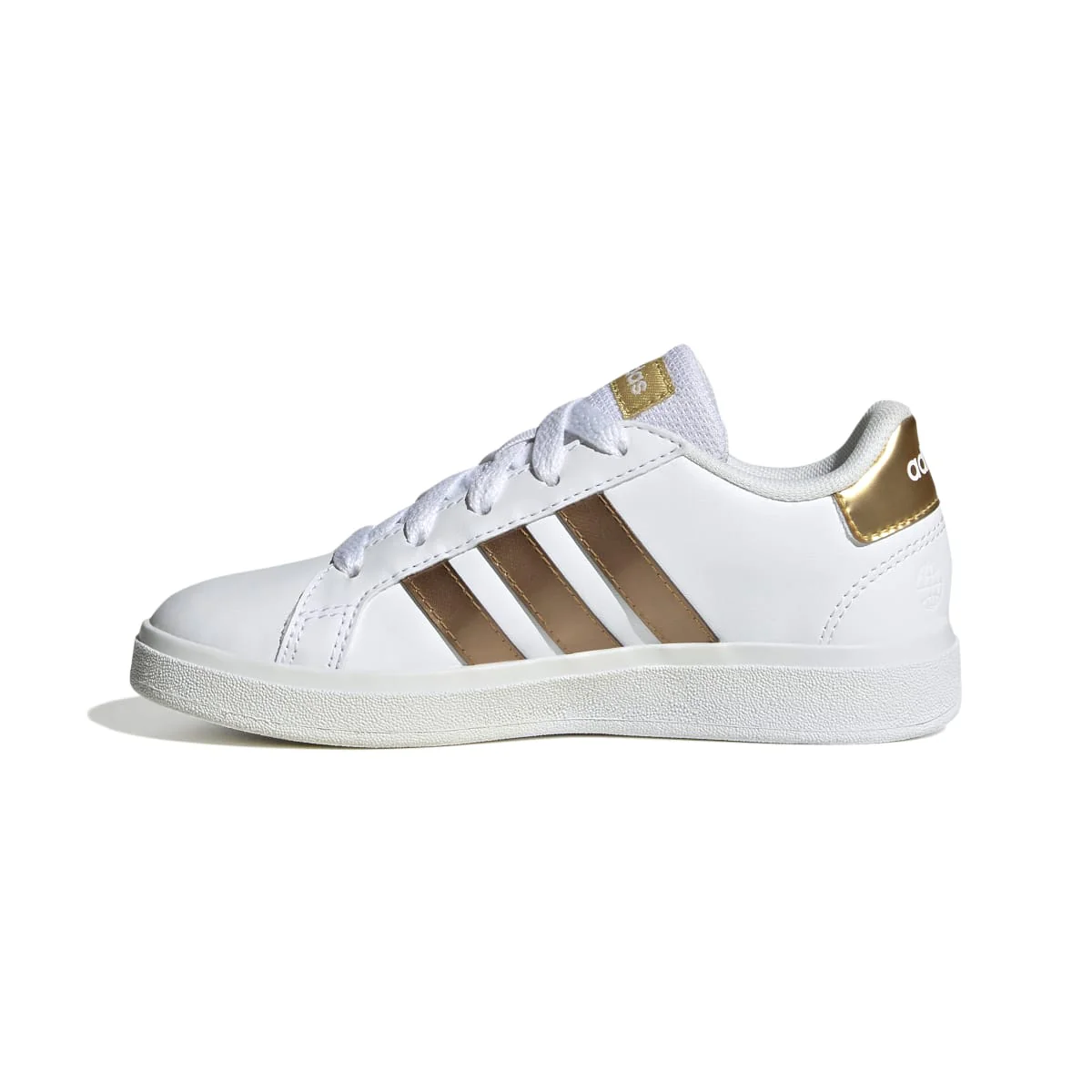 Sneakers bianche da ragazza con strisce oro adidas Grand Court 2.0 K - Image 4