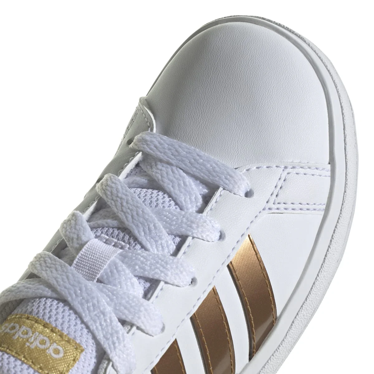 Sneakers bianche da ragazza con strisce oro adidas Grand Court 2.0 K - Image 6