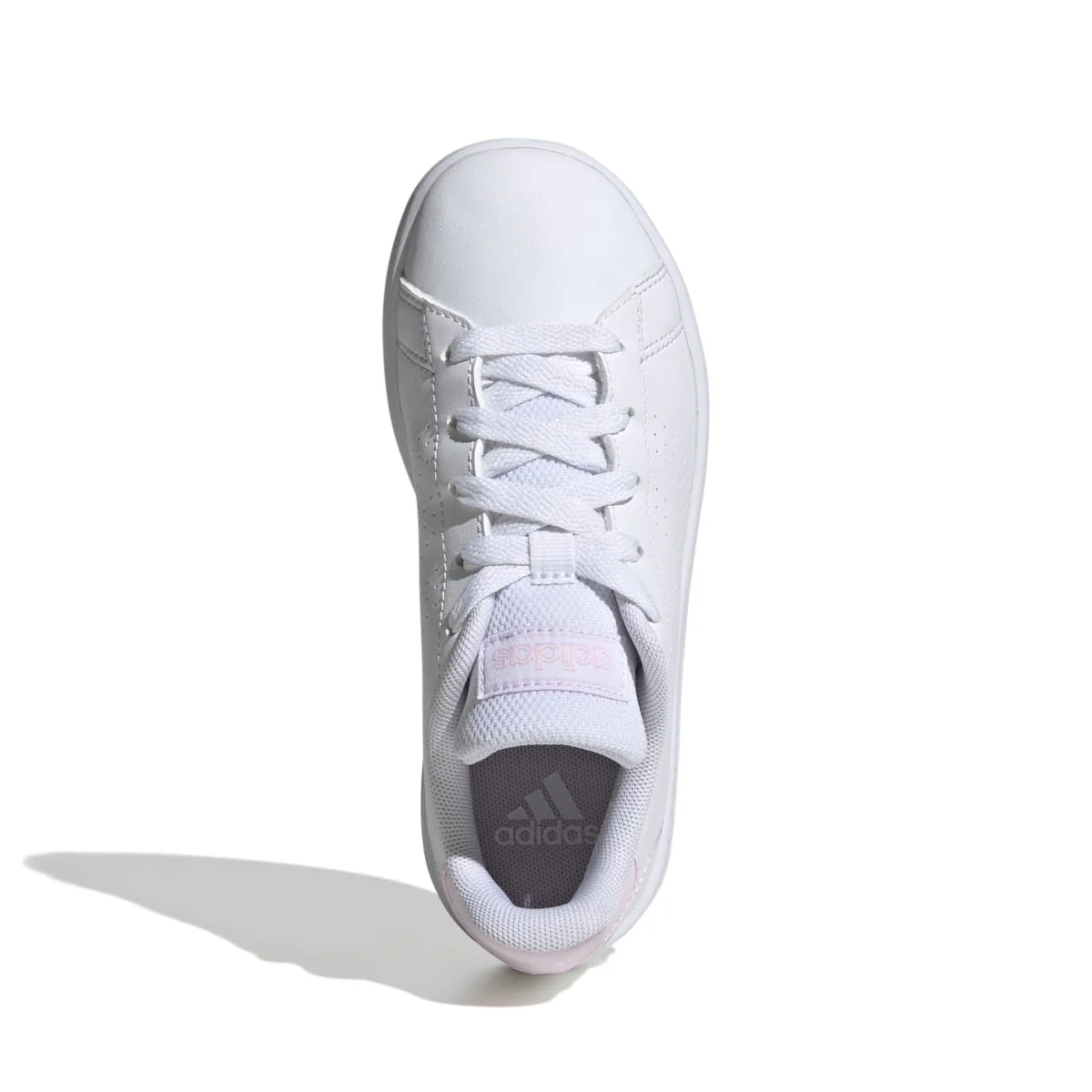 Sneakers bianche da ragazza con strisce traforate adidas Advantage K - Image 3