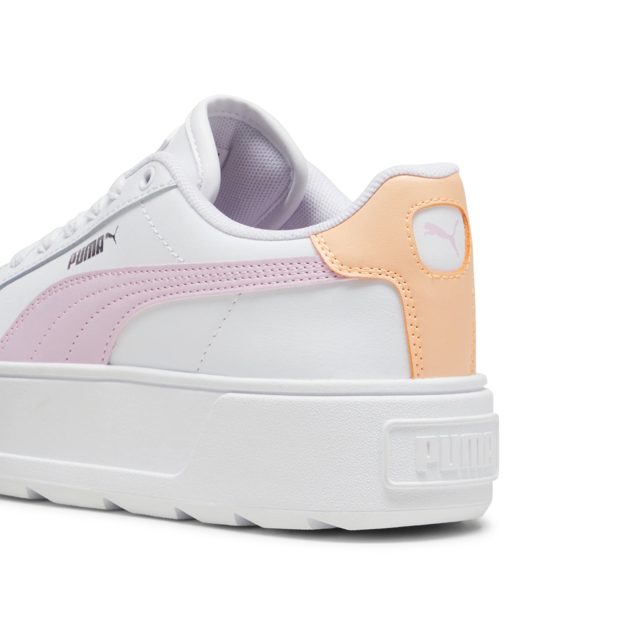 Sneakers bianche da ragazza con suola a zeppa Puma Karmen L Jr - Image 3