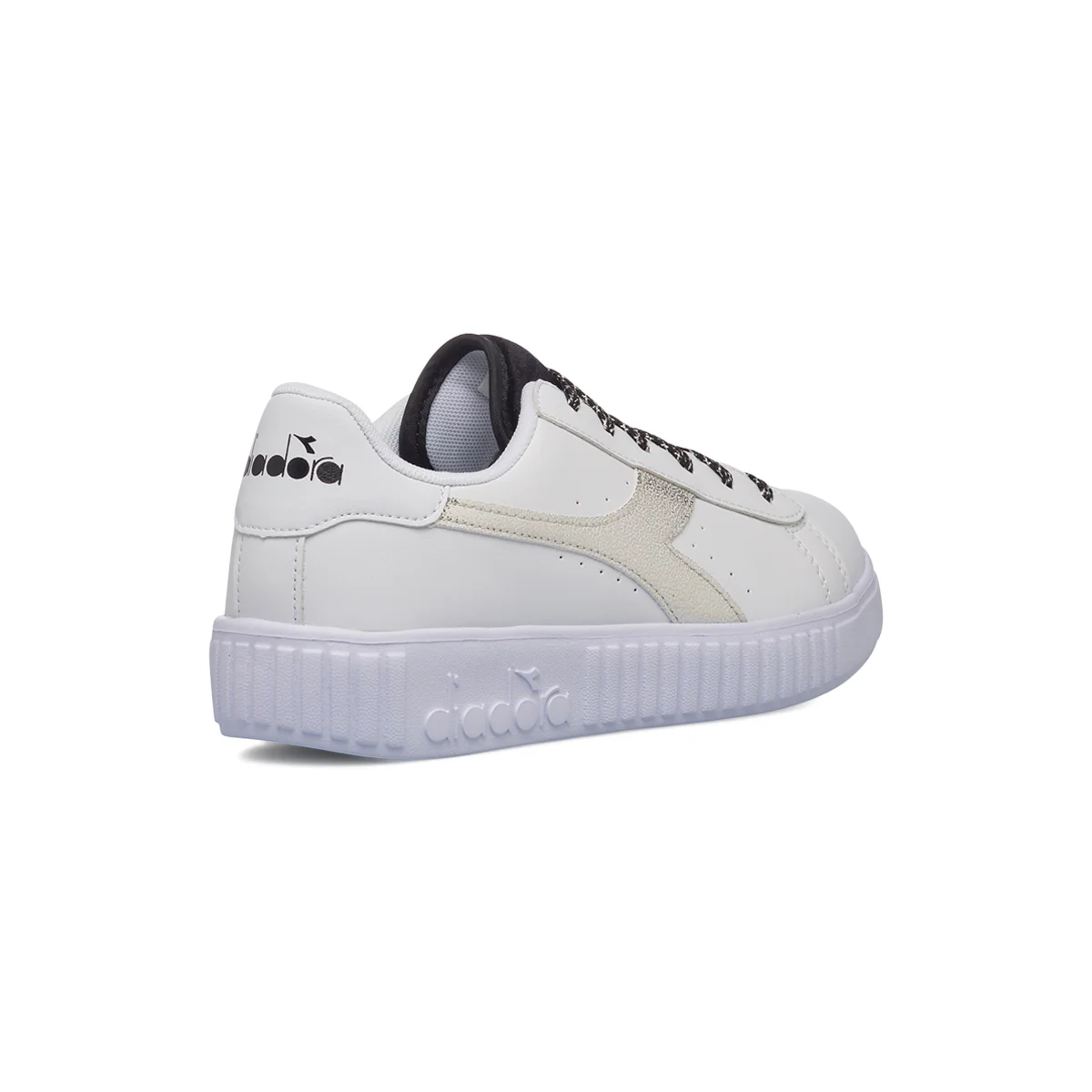 Sneakers bianche da ragazza con suola platform Diadora Game Step P Metallic - Image 3