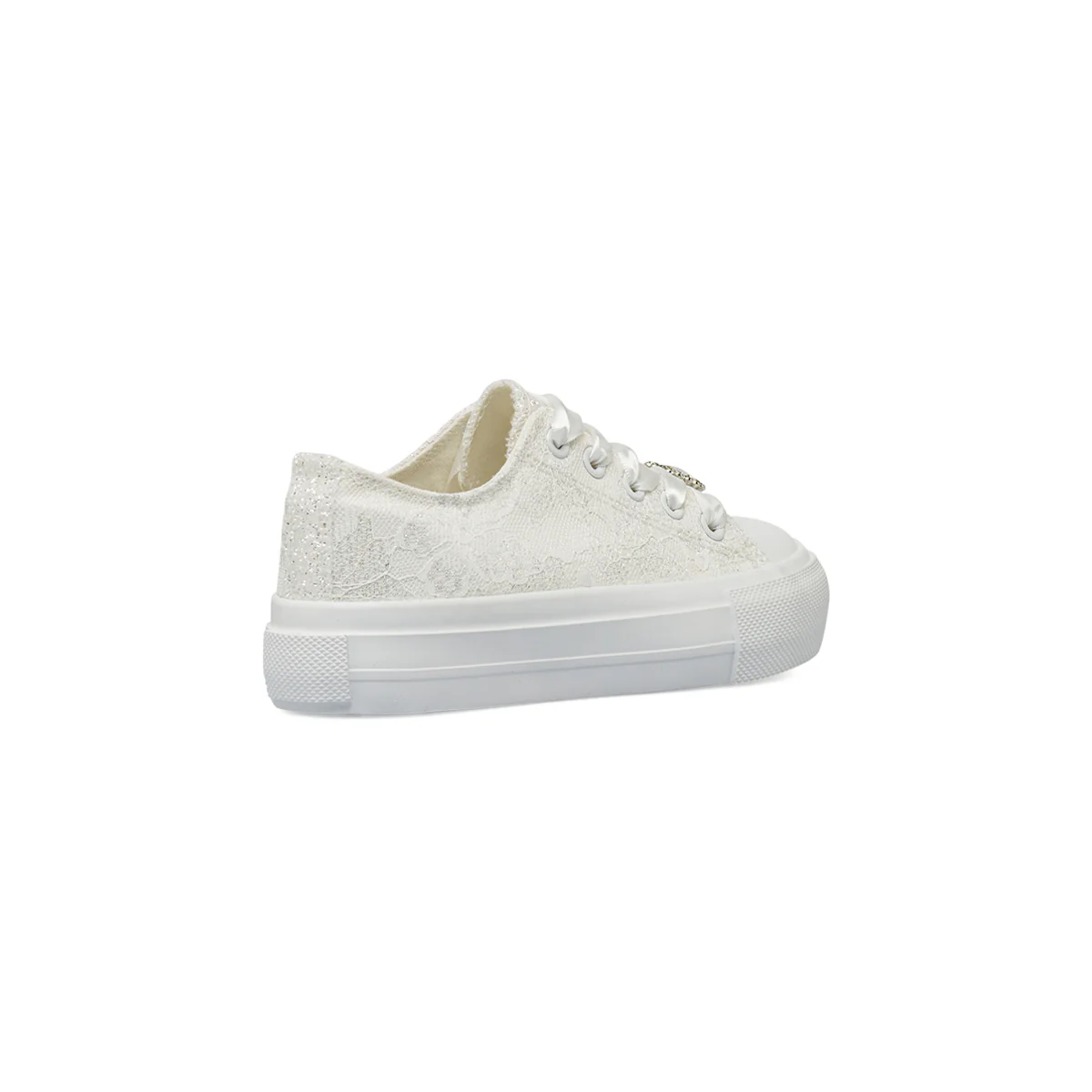 Sneakers bianche da Ragazza in pizzo con lacci in raso e strass Dieci Baci - Image 3