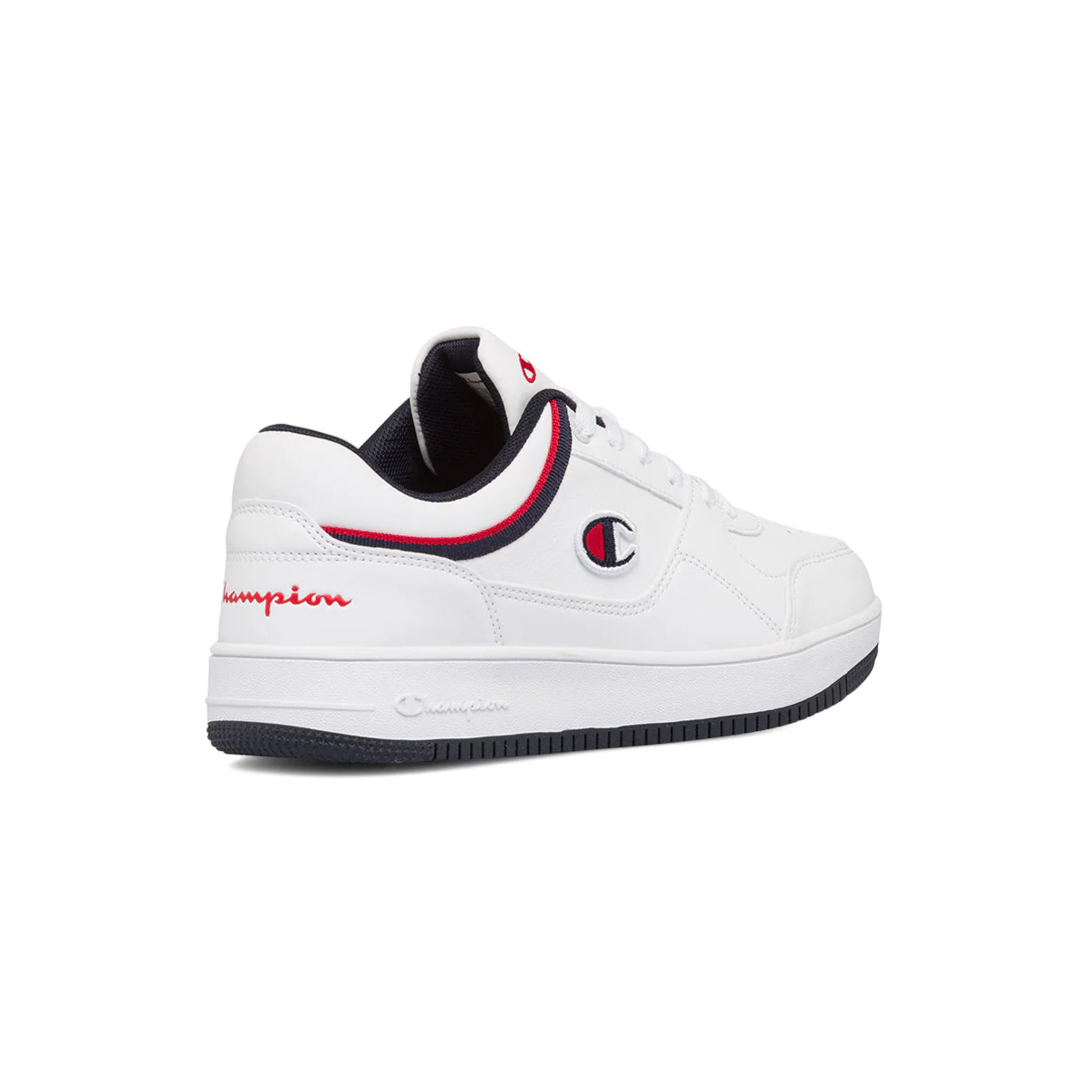 Sneakers bianche da ragazzo con dettagli blu e rossi Champion Rebound Low B G - Image 3