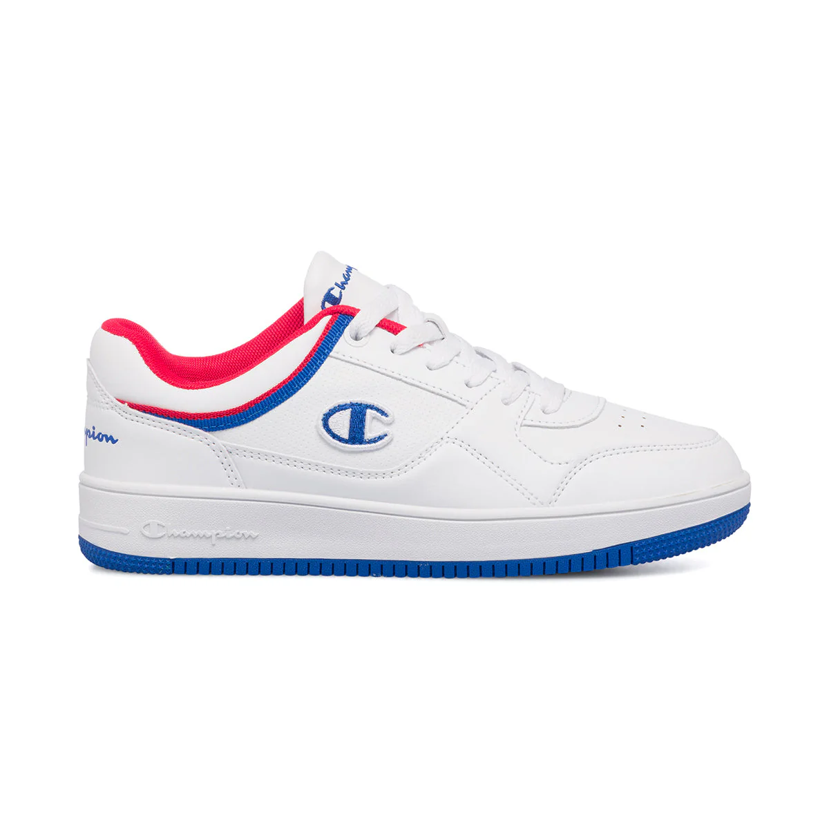 Sneakers bianche da ragazzo con logo laterale Champion Rebound Low B GS