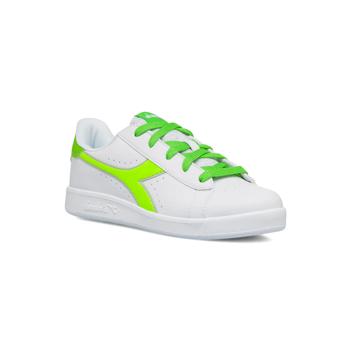 Sneakers bianche da ragazzo con logo lime Diadora Game P Virtual GS - Image 2