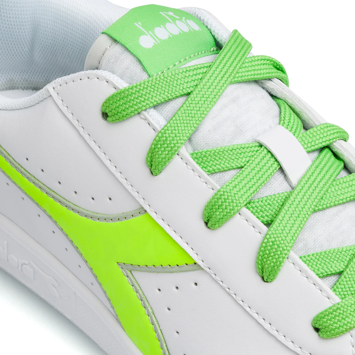 Sneakers bianche da ragazzo con logo lime Diadora Game P Virtual GS - Image 5