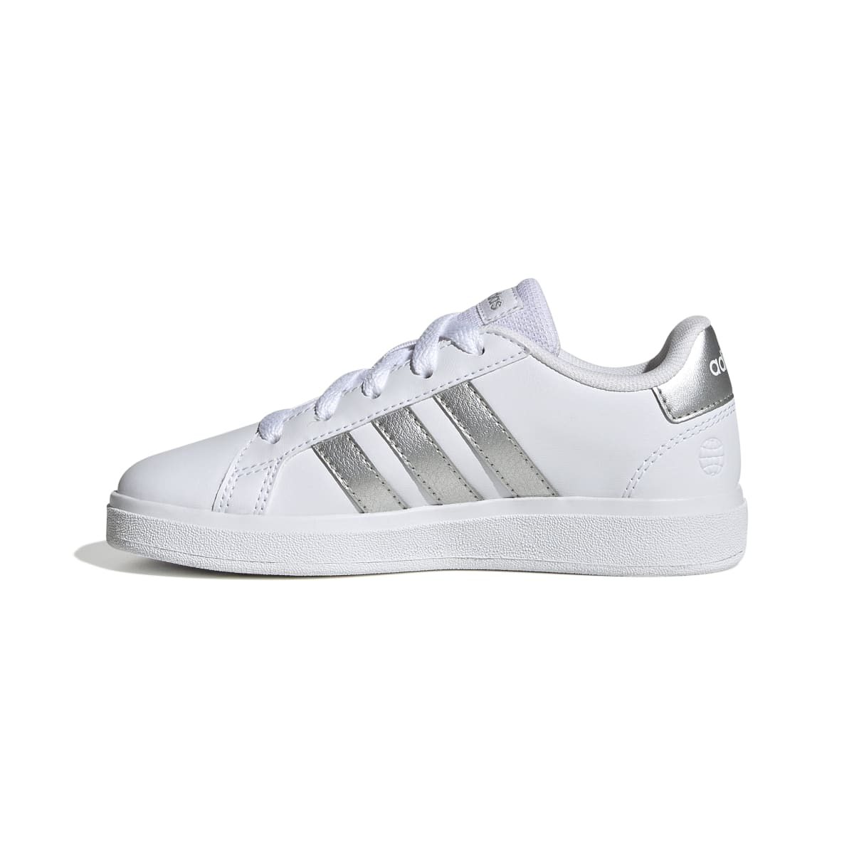Sneakers bianche da ragazzo con strisce argento adidas Grand Court 2.0 K - Image 4