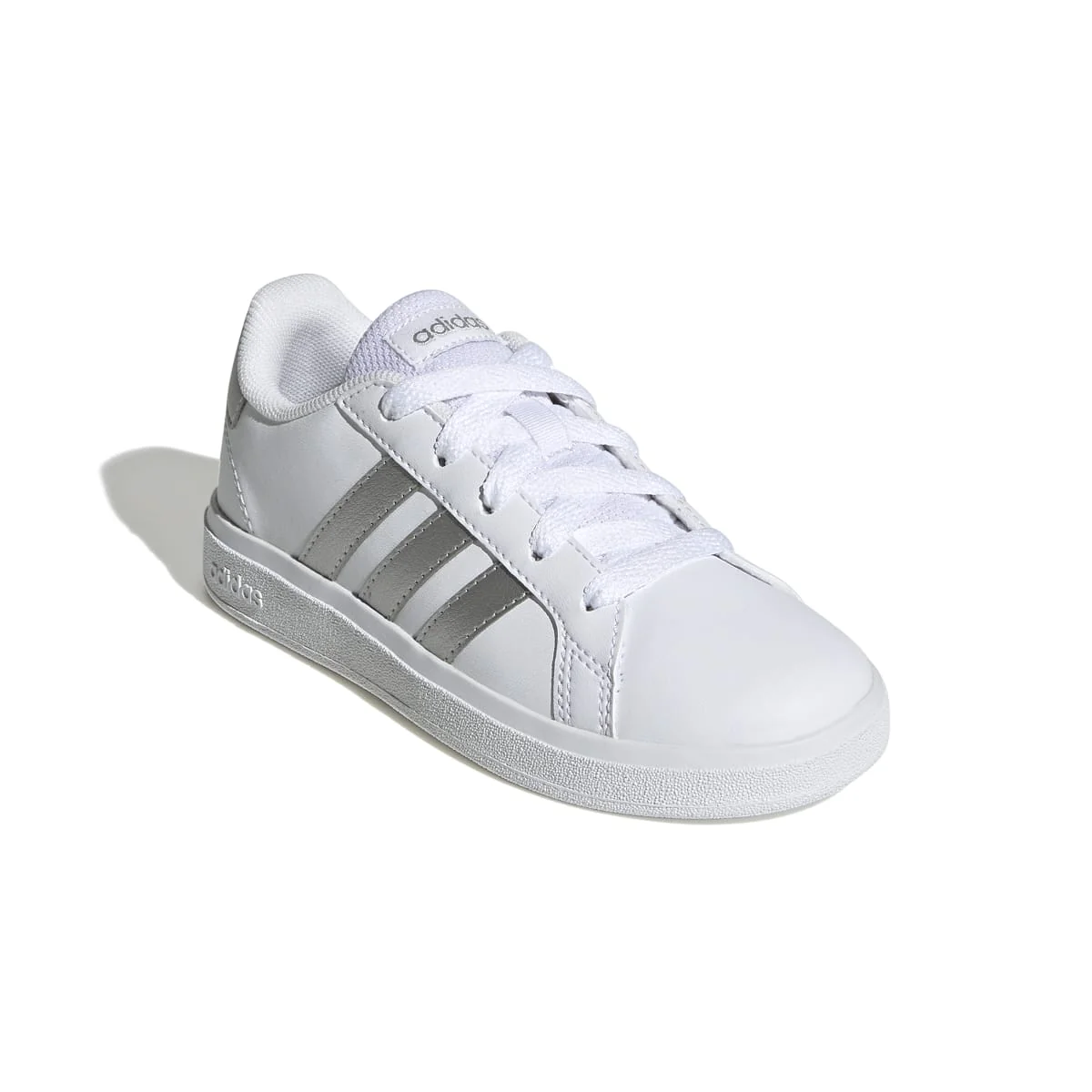 Sneakers bianche da ragazzo con strisce argento adidas Grand Court 2.0 K - Image 5