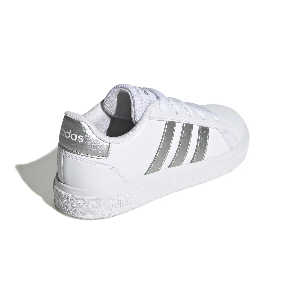 Sneakers bianche da ragazzo con strisce argento adidas Grand Court 2.0 K - Image 6