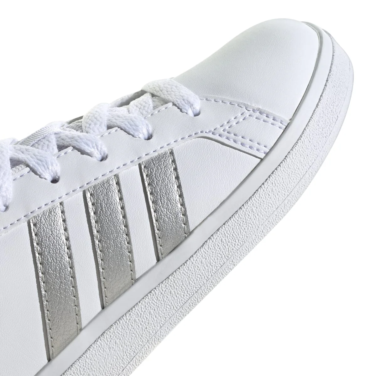 Sneakers bianche da ragazzo con strisce argento adidas Grand Court 2.0 K - Image 7