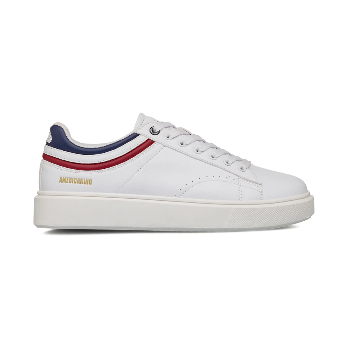 Sneakers bianche da Uomo Americanino con dettagli blu navy e rosso