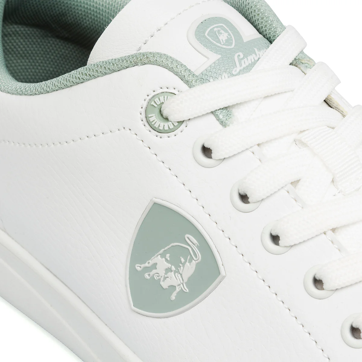 Sneakers bianche da Uomo con dettaagli verde salvia RagingStep Deluxe Tonino Lamborghini - Image 4