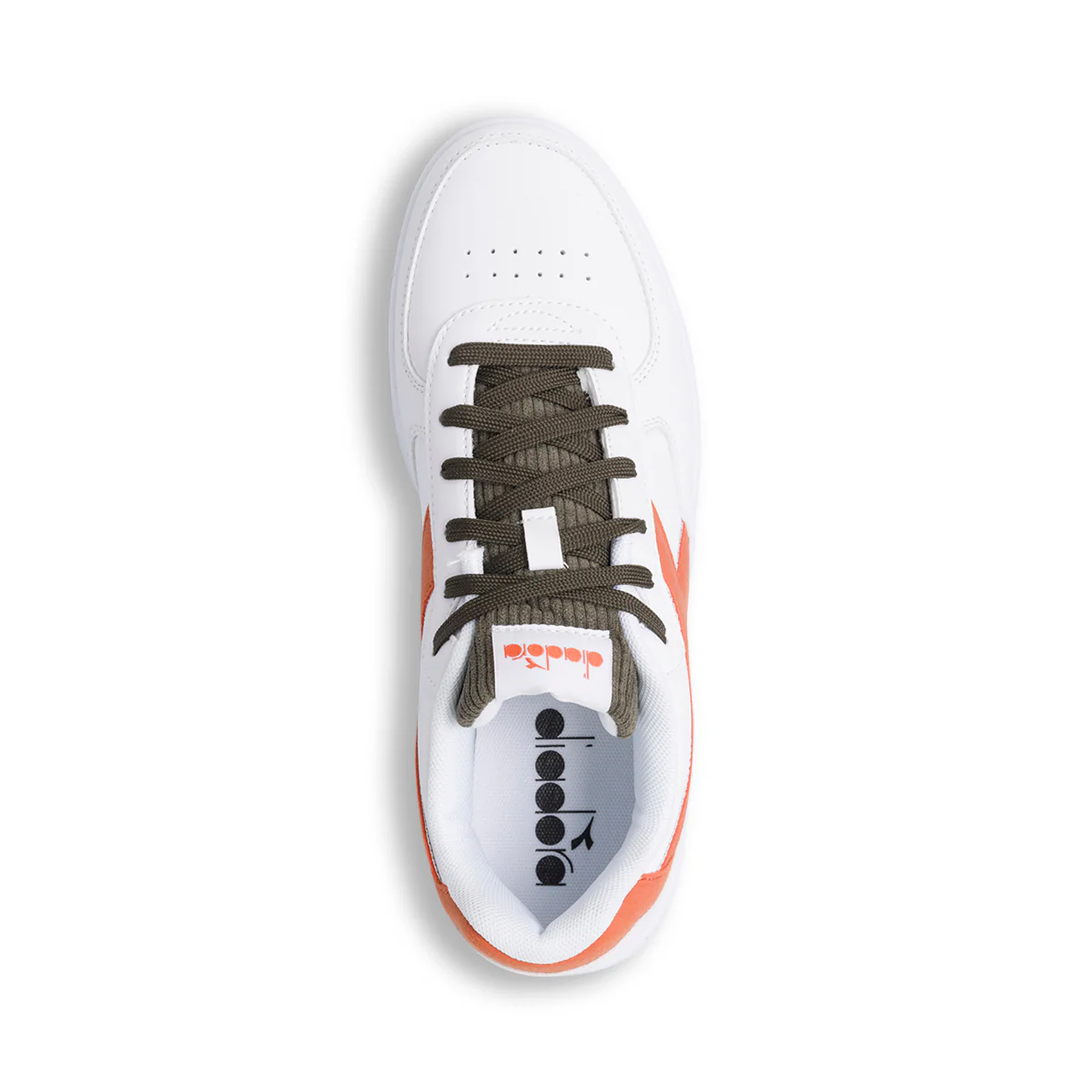 Sneakers bianche da uomo con dettagli arancioni e verdi Diadora Raptor Low - Image 7