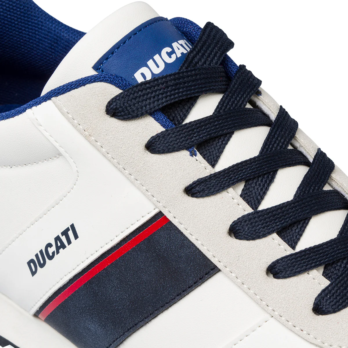 Sneakers bianche da uomo con dettagli blu e logo Ducati - Image 6