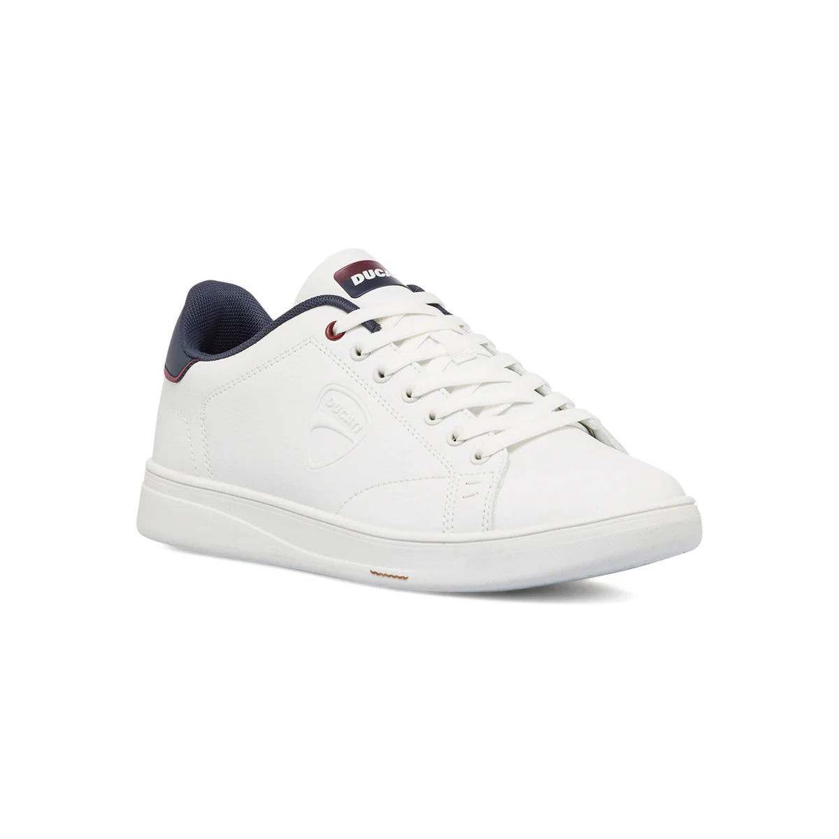 Sneakers bianche da uomo con dettagli blu e logo Ducati Slick - Image 2