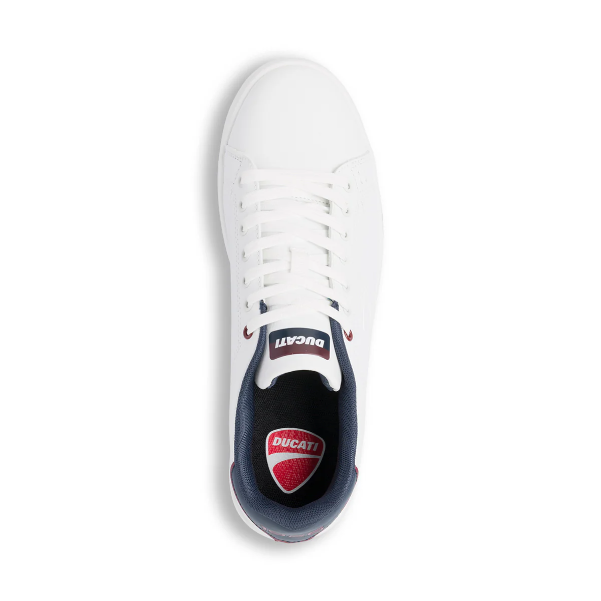 Sneakers bianche da uomo con dettagli blu e logo Ducati Slick - Image 6