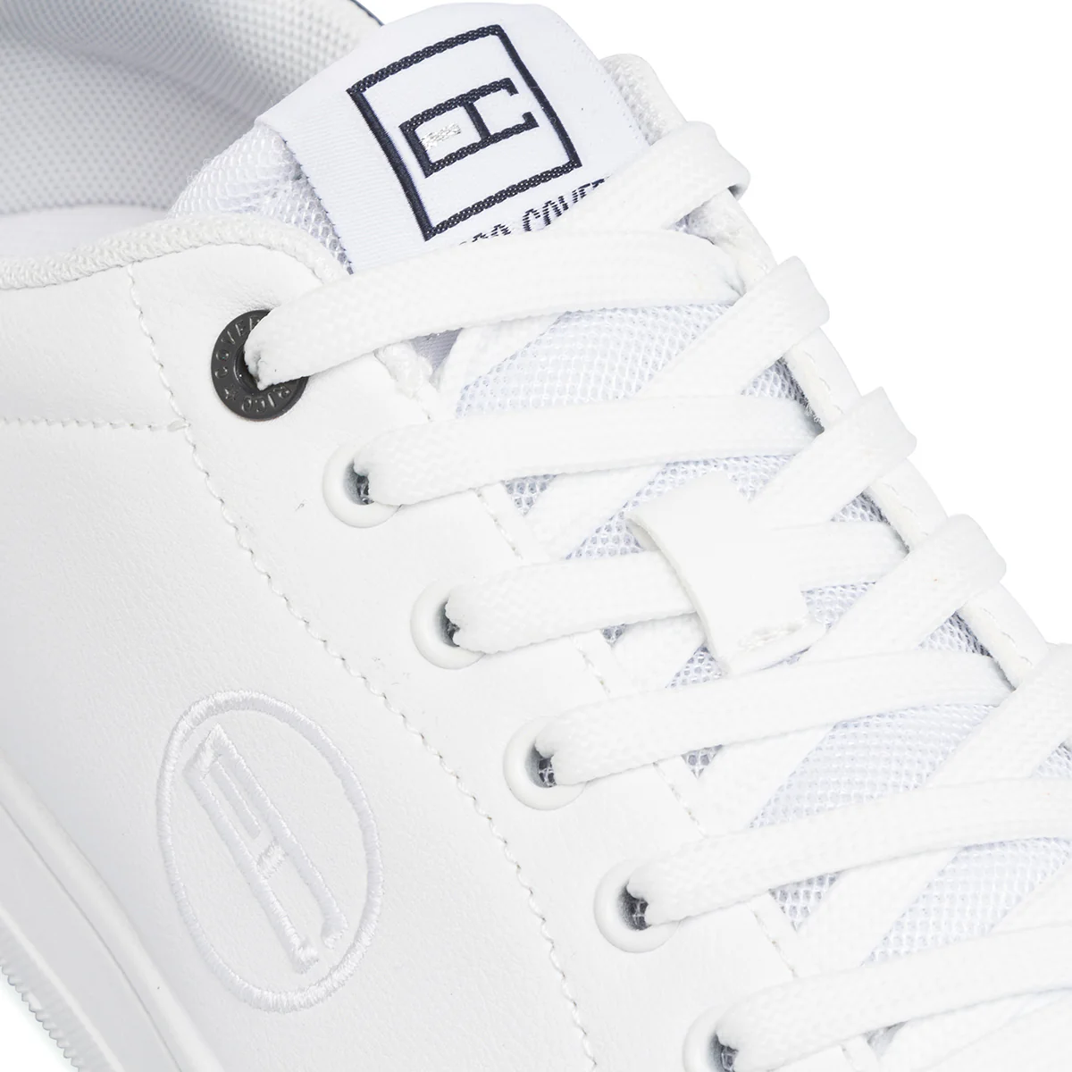 Sneakers bianche da uomo con dettagli blu e logo Enrico Coveri - Image 4