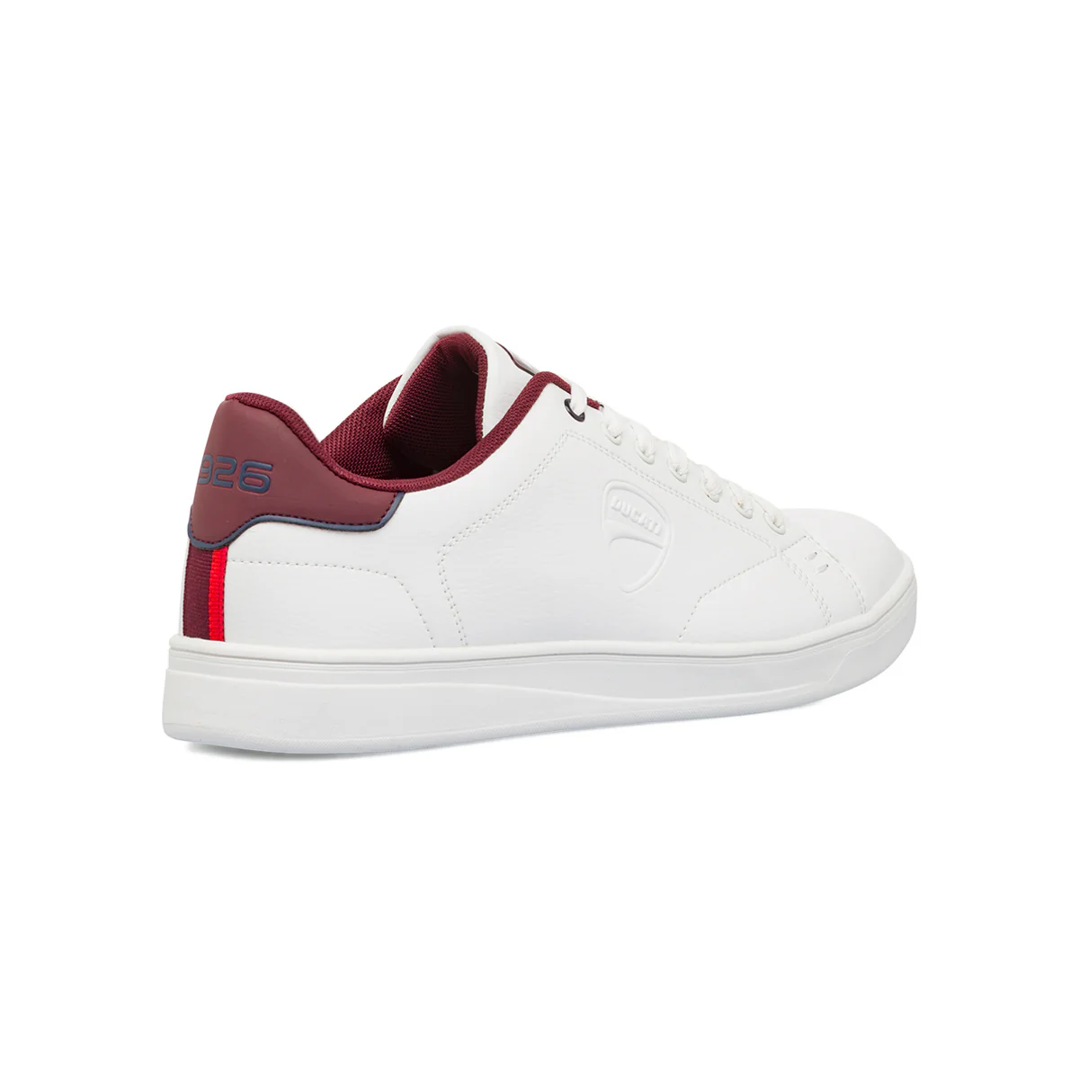Sneakers bianche da uomo con dettagli BORDEAUX e logo Ducati Slick - Image 3